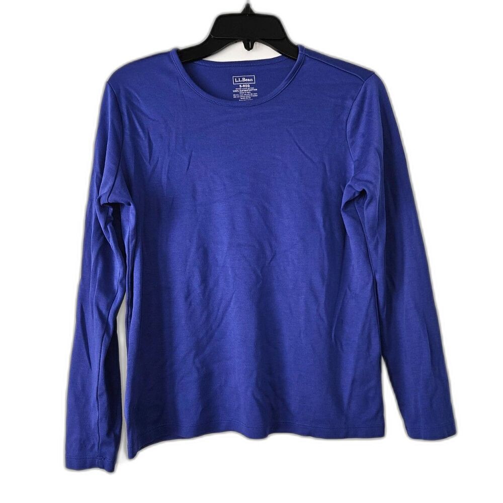 L.L. Bean 100% Supima Cotton Long Sleeve Crewneck Indigo Shirt Small